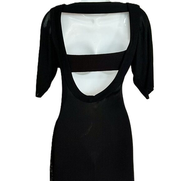 Herve Leger Paris Black Sequin Panel Open-Back Knit Dress-Size M - Picture 8 of 11